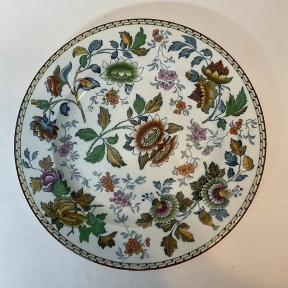VTG‎ Wedgwood Tonquin Round Polychrome Floral Rare Early Antique Plate 10
